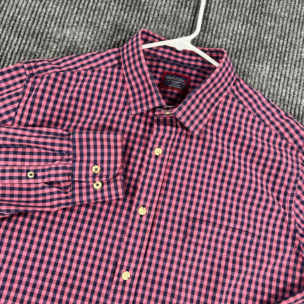 UNTUCKit Shirt Mens XL Extra Large Purple Check Long Sleeve Button Up Slim Fit